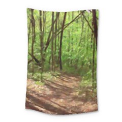 Peaceful Green Forest Walk Small Tapestry by ExtraGoodSauce