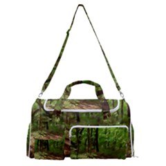 Peaceful Green Forest Walk Sports Gym Duffle Bag With Shoe Compartment by ExtraGoodSauce