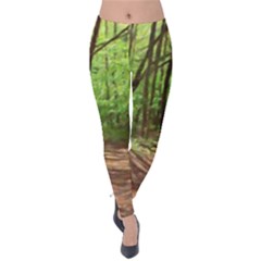 Peaceful Green Forest Walk Velvet Leggings by ExtraGoodSauce