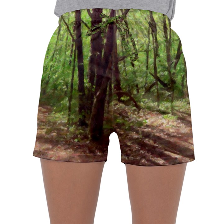 Peaceful Green Forest Walk Sleepwear Shorts