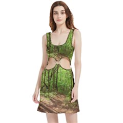 Peaceful Green Forest Walk Velour Cutout Dress by ExtraGoodSauce