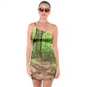 Peaceful Green Forest Walk One Shoulder Ring Trim Bodycon Dress View1