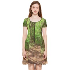 Peaceful Green Forest Walk Inside Out Cap Sleeve Dress by ExtraGoodSauce