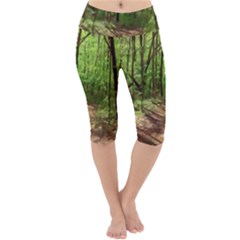 Peaceful Green Forest Walk Lightweight Velour Cropped Yoga Leggings by ExtraGoodSauce