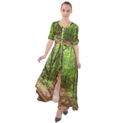 Peaceful Green Forest Walk Waist Tie Boho Maxi Dress by ExtraGoodSauce