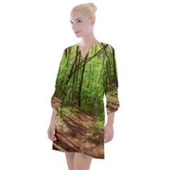 Peaceful Green Forest Walk Open Neck Shift Dress by ExtraGoodSauce