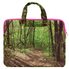 Peaceful Green Forest Walk Macbook Pro 15  Double Pocket Laptop Bag  by ExtraAwesomeSauce