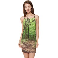 Peaceful Green Forest Walk Summer Tie Front Dress by ExtraGoodSauce