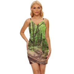 Peaceful Green Forest Walk Wrap Tie Front Dress by ExtraGoodSauce