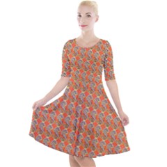 Diamond Dollar Sign Pattern Quarter Sleeve A-line Dress With Pockets by ExtraGoodSauce