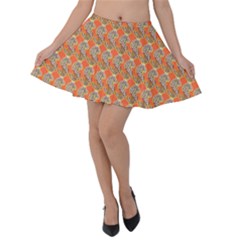 Diamond Dollar Sign Pattern Velvet Skater Skirt