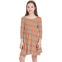 Diamond Dollar Sign Pattern Kids  Quarter Sleeve Skater Dress by ExtraGoodSauce