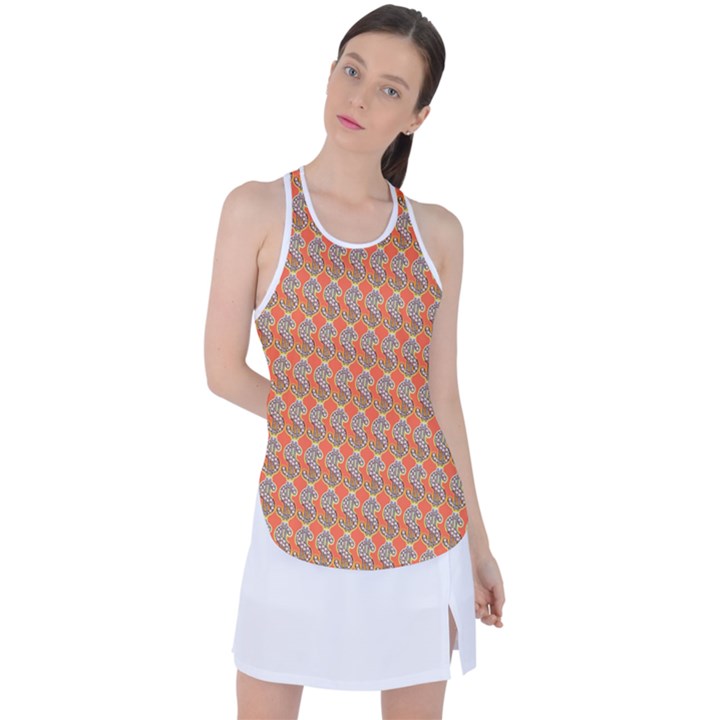 Diamond Dollar Sign Pattern Racer Back Mesh Tank Top