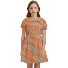 Diamond Dollar Sign Pattern Kids  Bow Tie Puff Sleeve Dress by ExtraGoodSauce