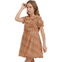 Diamond Dollar Sign Pattern Kids  Bow Tie Puff Sleeve Dress View3