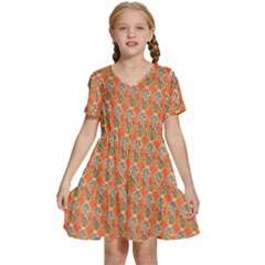 Diamond Dollar Sign Pattern Kids  Short Sleeve Tiered Mini Dress by ExtraGoodSauce