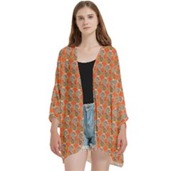 Diamond Dollar Sign Pattern Open Front 3/4 Sleeve Batwing Chiffon Cardigan Kimono by ExtraGoodSauce