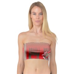 A Red And Beige Scarf With A Picture Of A Woman Holding A Tennis Racket Bandeau Top by catchydesignhill