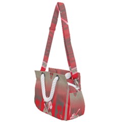 A Red And Beige Scarf With A Picture Of A Woman Holding A Tennis Racket Rope Handles Shoulder Strap Bag by catchydesignhill