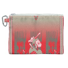 A Red And Beige Scarf With A Picture Of A Woman Holding A Tennis Racket Canvas Cosmetic Bag (xl) by catchydesignhill