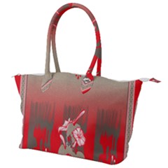 A Red And Beige Scarf With A Picture Of A Woman Holding A Tennis Racket Canvas Shoulder Bag by catchydesignhill