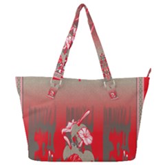 A Red And Beige Scarf With A Picture Of A Woman Holding A Tennis Racket Full Print Shoulder Bag by catchydesignhill