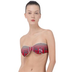 A Red And Beige Scarf With A Picture Of A Woman Holding A Tennis Racket Classic Bandeau Bikini Top  by catchydesignhill