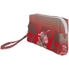 A Red And Beige Scarf With A Picture Of A Woman Holding A Tennis Racket Wristlet Pouch Bag (small) by catchydesignhill