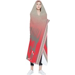 A Red And Beige Scarf With A Picture Of A Woman Holding A Tennis Racket Wearable Blanket by catchydesignhill