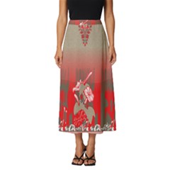 A Red And Beige Scarf With A Picture Of A Woman Holding A Tennis Racket Classic Midi Chiffon Skirt by catchydesignhill