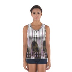 A Black And White Photo Of A Building Sport Tank Top  by catchydesignhill