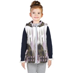 A Black And White Photo Of A Building Kids  Hooded Puffer Vest