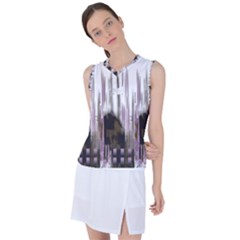 A Black And White Photo Of A Building Women s Sleeveless Sports Top by catchydesignhill