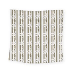 A White And Brown Striped Wallpaper With A Pattern Square Tapestry (small)