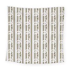 A White And Brown Striped Wallpaper With A Pattern Square Tapestry (large)