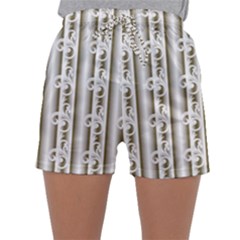 A White And Brown Striped Wallpaper With A Pattern Sleepwear Shorts by catchydesignhill