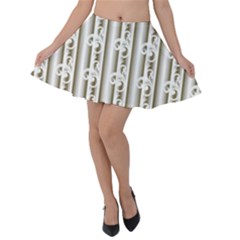 A White And Brown Striped Wallpaper With A Pattern Velvet Skater Skirt