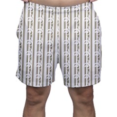 A White And Brown Striped Wallpaper With A Pattern Men s Shorts by catchydesignhill