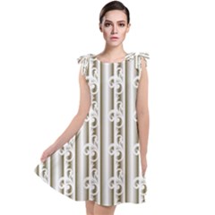 A White And Brown Striped Wallpaper With A Pattern Tie Up Tunic Dress by catchydesignhill