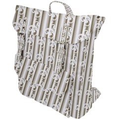 A White And Brown Striped Wallpaper With A Pattern Buckle Up Backpack by catchydesignhill