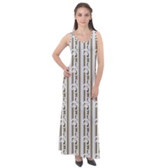 A White And Brown Striped Wallpaper With A Pattern Sleeveless Velour Maxi Dress by catchydesignhill