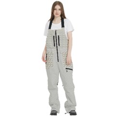 A Green And White Background With A Wavy Pattern Women s Front Zip Ski And Snowboard Bib Pants