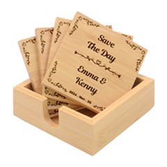 Personalized Wedding Family Any Text Name Bamboo Coaster Set