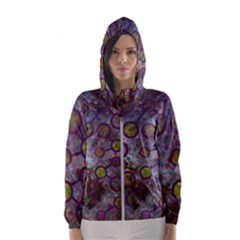 Abstract Molecular Space Art Women s Hooded Windbreaker