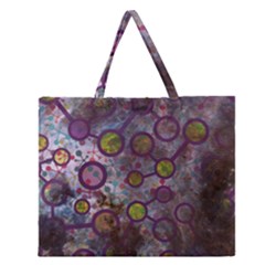 Abstract Molecular Space Art Zipper Large Tote Bag by ExtraGoodSauce