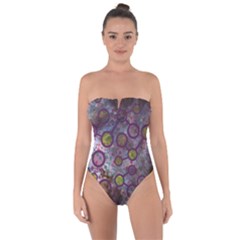 Abstract Molecular Space Art Tie Back One Piece Swimsuit by ExtraGoodSauce