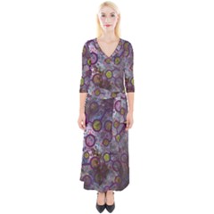 Abstract Molecular Space Art Quarter Sleeve Wrap Maxi Dress