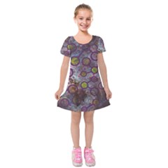 Abstract Molecular Space Art Kids  Short Sleeve Velvet Dress