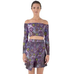 Abstract Molecular Space Art Off Shoulder Top With Skirt Set by ExtraGoodSauce