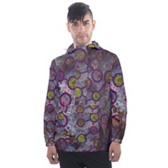 Abstract Molecular Space Art Men s Front Pocket Pullover Windbreaker